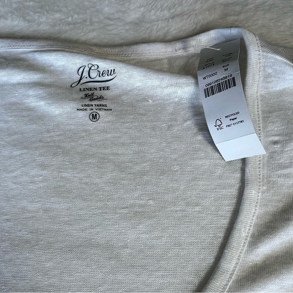 J.Crew 100% Linen Relaxed Tee White Color Size Medium - Picture 8 of 10